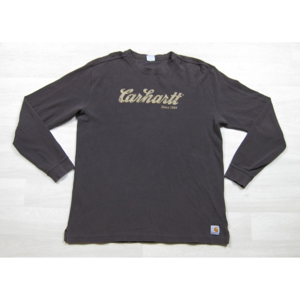 Vintage Y2K Carhartt Thermal Graphic Crewneck Mens (L) Waffle Knit Workwear K253